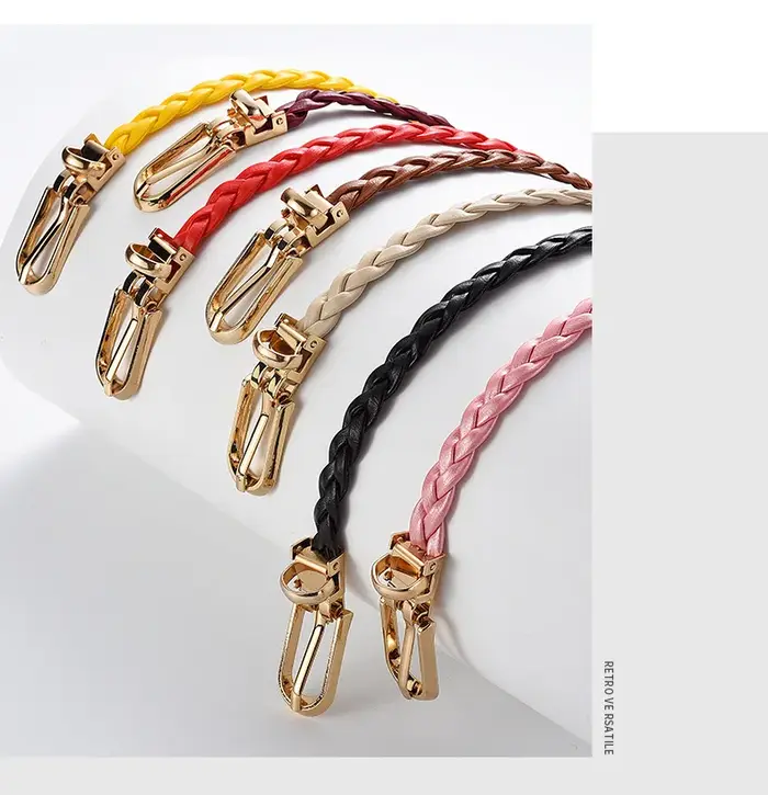 Ceinture fine tressée en cuir PU pour femmes