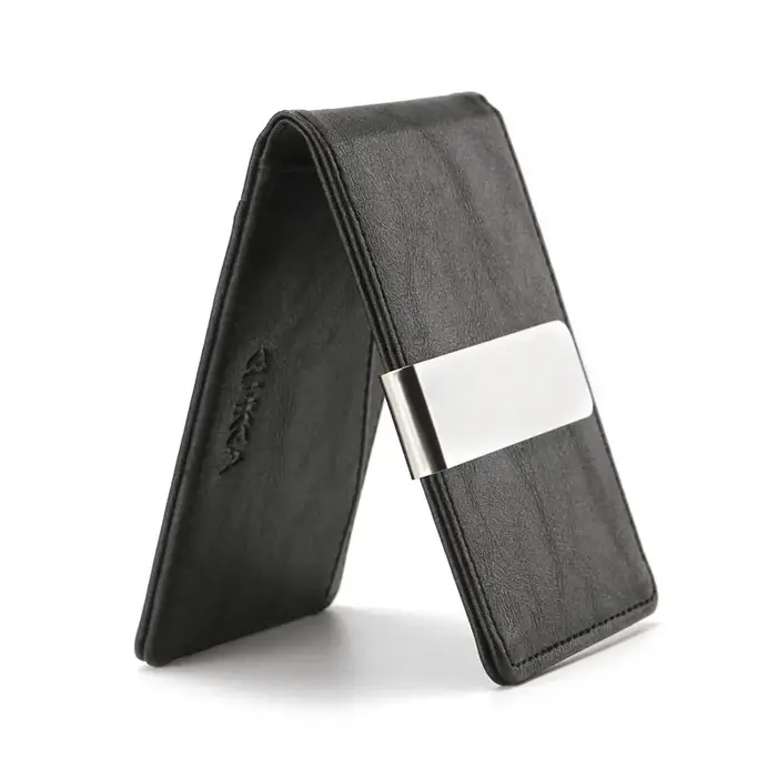 Nouvelle mode hommes en cuir pinces à billets portefeuille multifonctionnel mince homme porte-cartes femmes pince en métal pour argent porte-monnaie