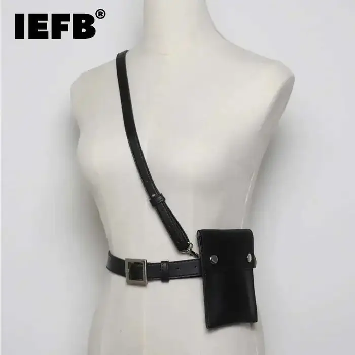 IEFB sangles toutes les mathématiques hommes femmes ceinture Mini-paquet nouvelle mode noir PU cuir ceintures vêtements accessoires multi-usages 9Y116