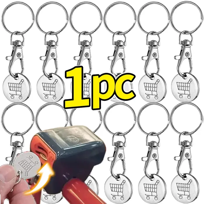 1/6 Pièces Porte-clés jetons de chariot universels en acier inoxydable