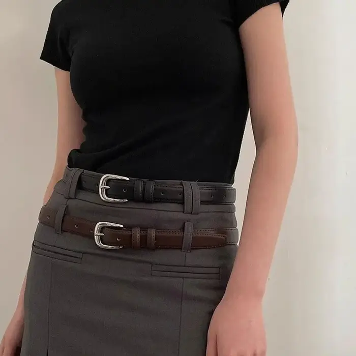 Ceinture en cuir classique et fine pour femme