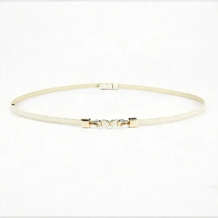 Ceinture fine polyvalente et sophistiquée pour femme avec boucle, ceinture en cuir perlé élégante po