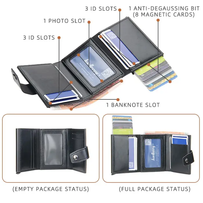 Nouveau RFID hommes carte portefeuilles moraillon petites cartes