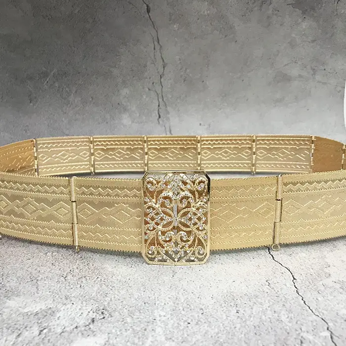 Ceinture en métal sculptée Vintage pour femmes, élégance fine, chaîne de taille personnalisée, robe de mariée en cristal, boucle carrée, bijoux