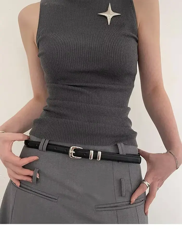 Ceintures à la mode pour femmes, noires, simples et fines, en PU, pour pantalons, jupes, polyvalentes, décontractées pour étudiants