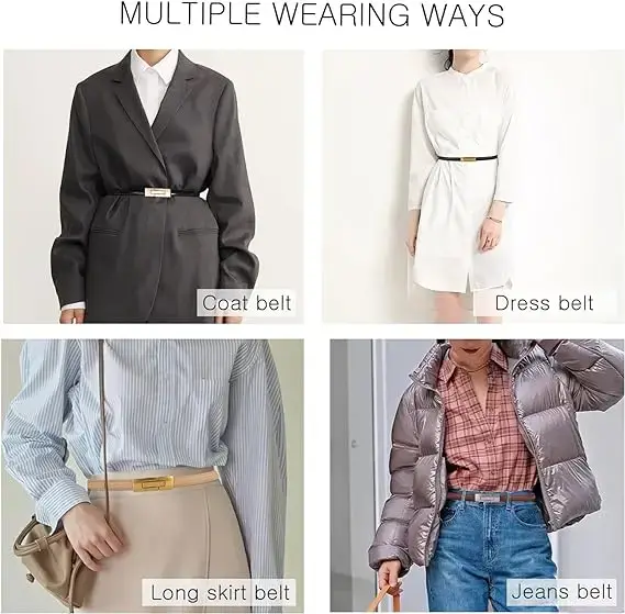 Ceinture fine en cuir véritable verni pour femmes