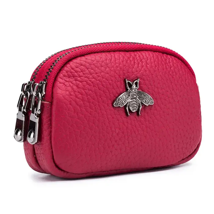 CICICUFF femmes porte-monnaie en cuir véritable femme Double fermeture éclair organisateur de voyage