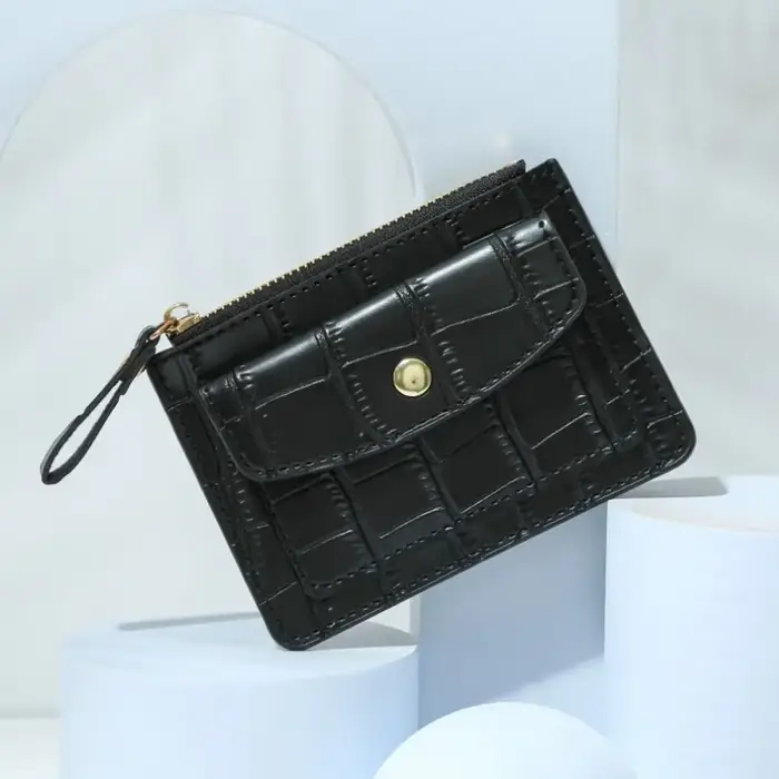 Porte-carte d'identité court sac à main motif Crocodile mode sac d'argent sac
