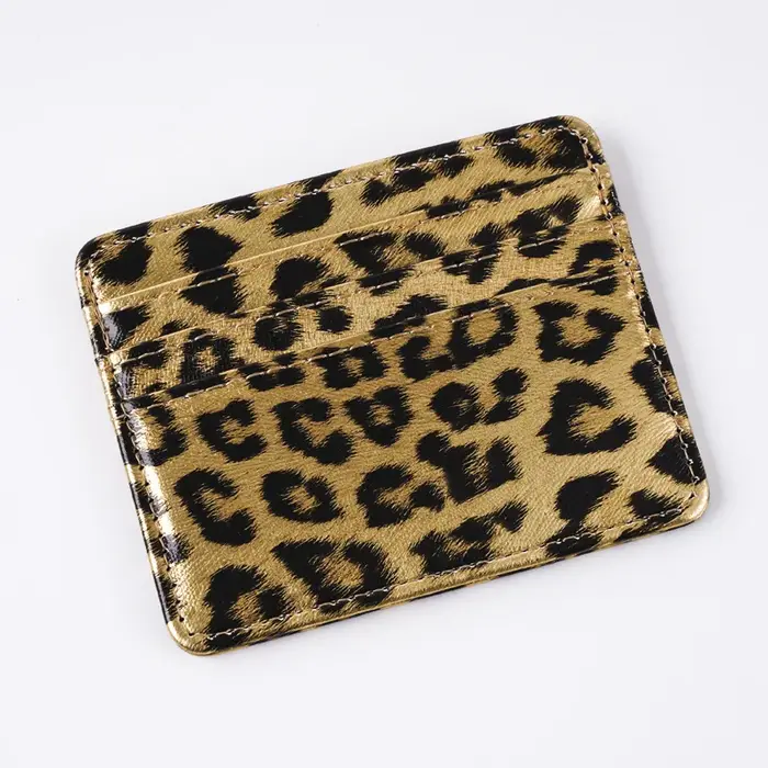 Porte-cartes en cuir PU imprimé léopard