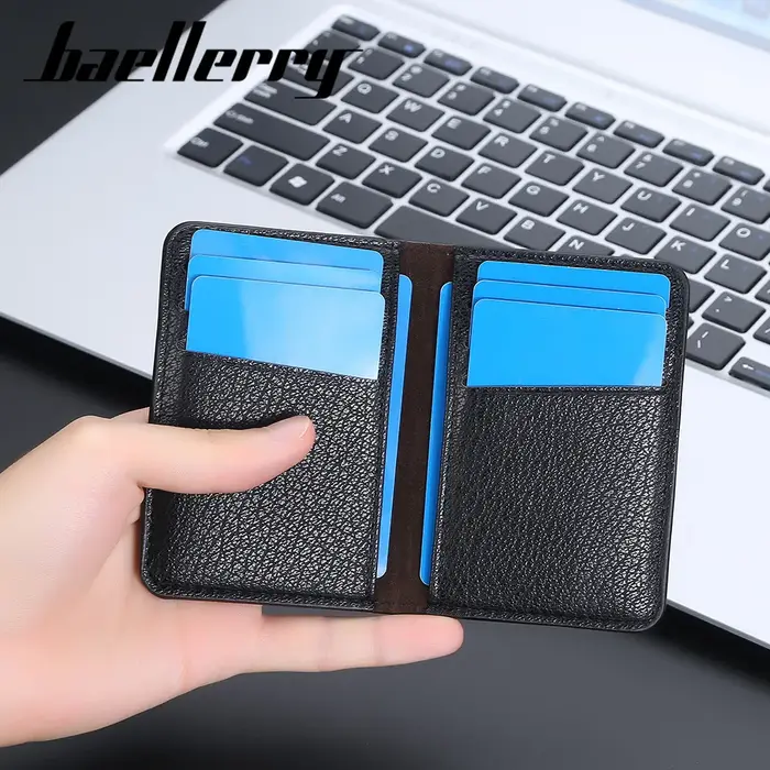 Baellerry mince Compact marque de luxe portefeuille hommes en cuir souple porte-cartes de crédit