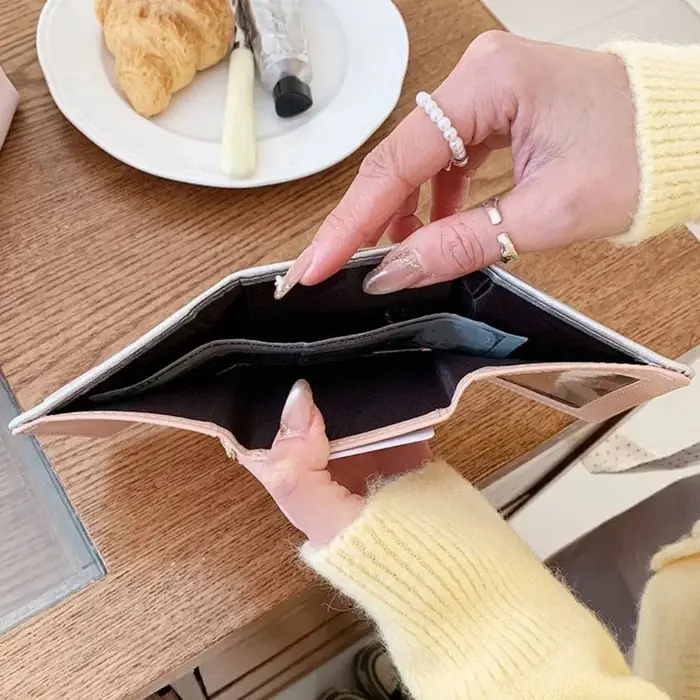 Porte-monnaie portable imprimé chat en cuir PU