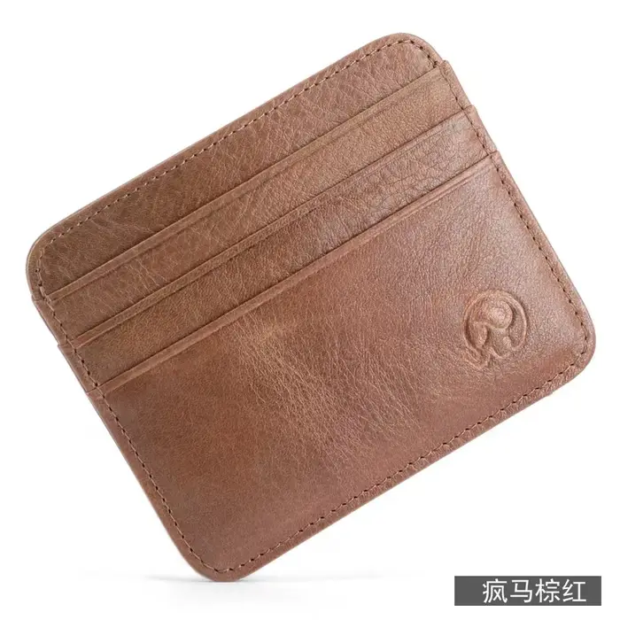 Importation cuir de vachette Lichi modèle portefeuille pour hommes trier femme carte de crédit Style Vintage porte-carte de crédit porte-monnaie en peau d'agneau