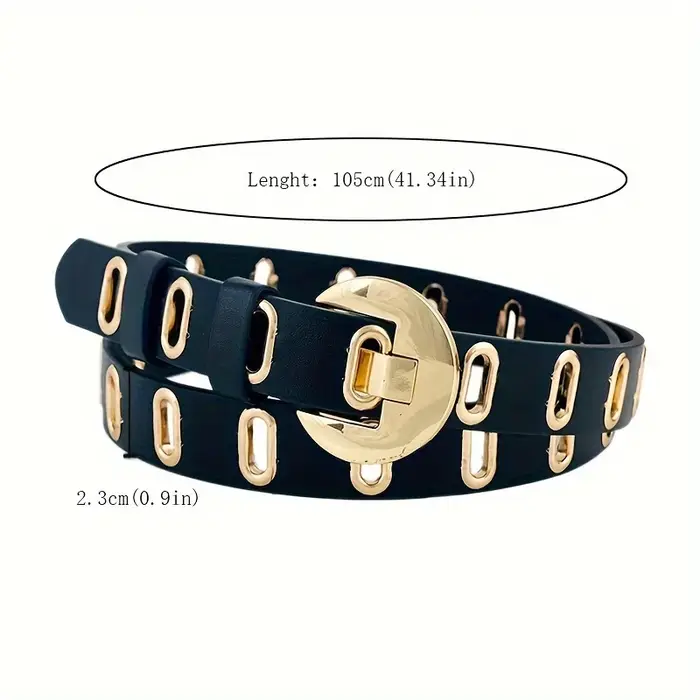 Ceinture tendance pour femme avec boucle croissant doré