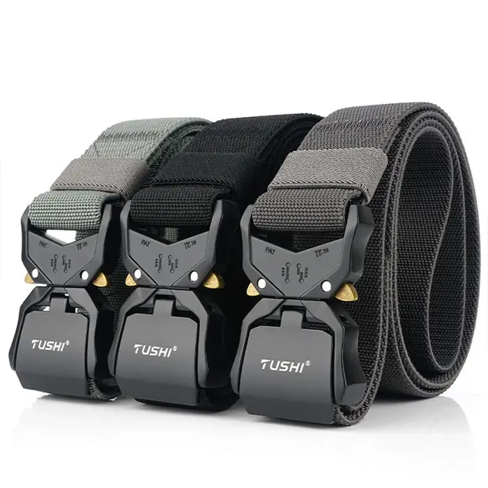 HSSEE nouvelle ceinture élastique officielle en métal dur véritable boucle à dégagement rapide ceinture tactique pour hommes accessoires pour hommes livraison directe