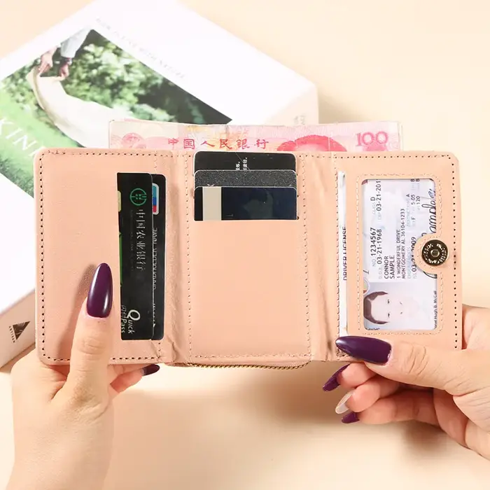 Porte-monnaie compact rétro à imprimé lettres