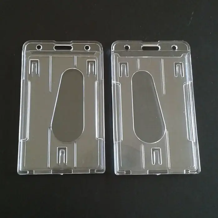 Porte-cartes vertical en plastique rigide transparent