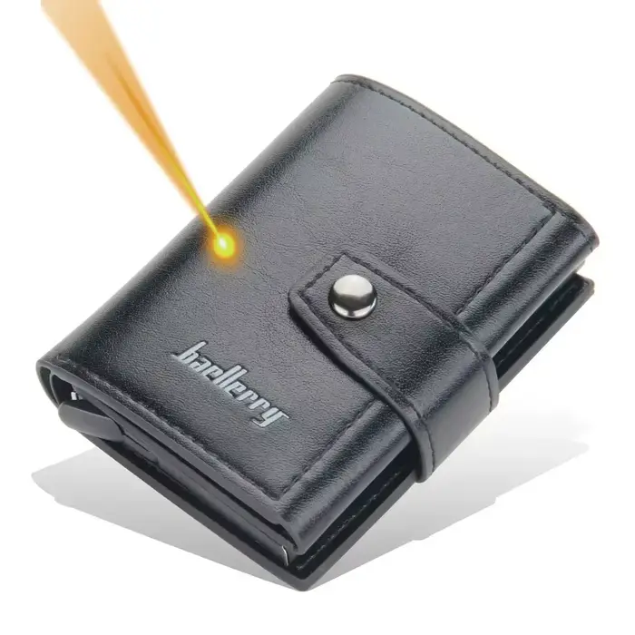 Porte-cartes personnalisé en aluminium pour hommes – Portefeuille en cuir PU bloquant RFID – Nom gravé pour cartes de crédit/banques et protection d'identité