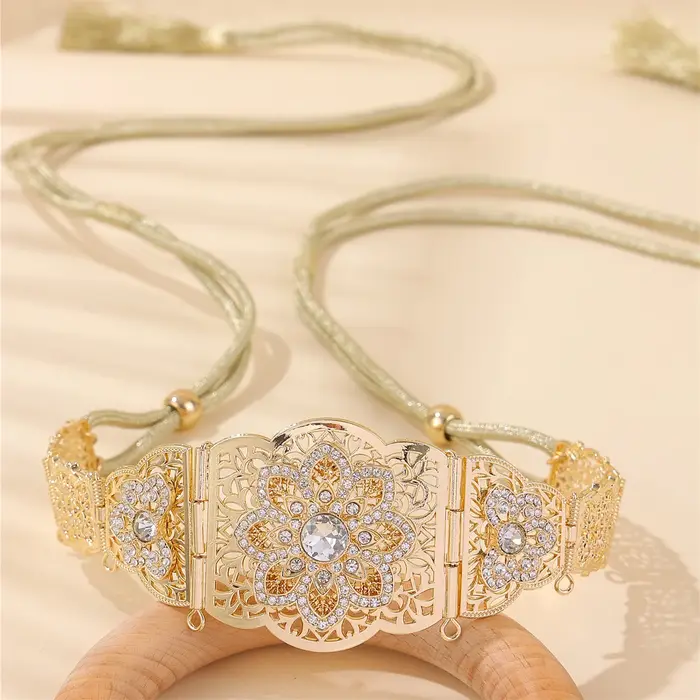 Ceinture de bijoux de luxe de style vintage pour femmes, longueur réglable, accessoire de mariage/banquet/vacances, bijoux premium, cadeau pour femmes