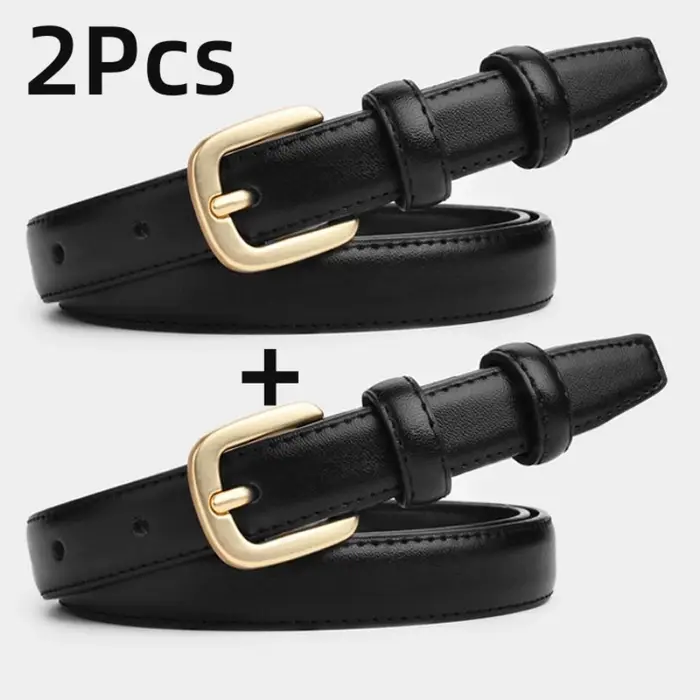 Lot de 2 ceintures décontractées et tendance, au design simple et haut de gamme, avec boucle à ardil