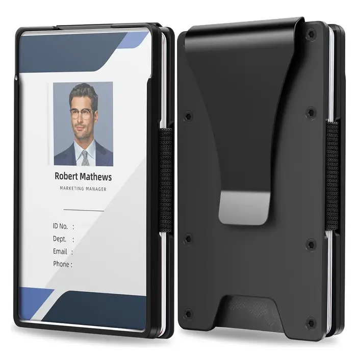 Portefeuille minimaliste pour hommes - Portefeuille mince à pince à billets en aluminium avec porte-