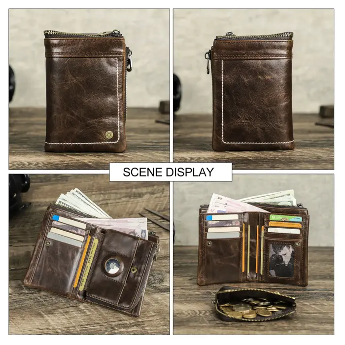 Crackle Oil cuir court à deux volets portefeuilles hommes qualité mâle portefeuille amovible avec airtag pochette mince monnaie poche porte-carte sac à main