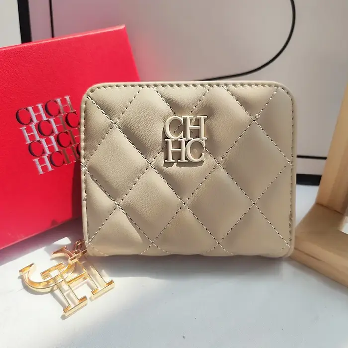 CHCH – portefeuille court de couleur unie pour femmes