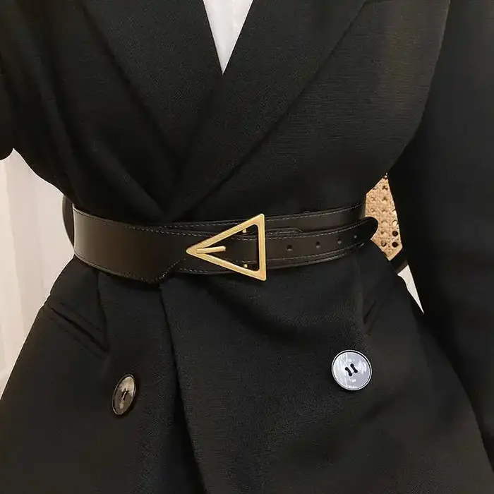 Ceinture décorative en cuir véritable pour femme avec drapeau de luxe