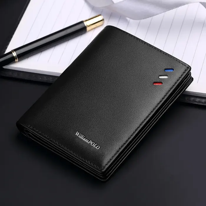 Portefeuille en cuir véritable pour hommes, porte-cartes de style court à la mode, pièce de monnaie multifonctionnelle d'hectare
