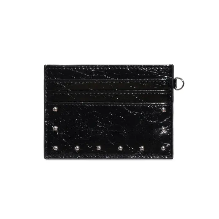 Portefeuille élégant en cuir craquelé ultra fin, mini format, porte-cartes en PU avec rivets, couleu