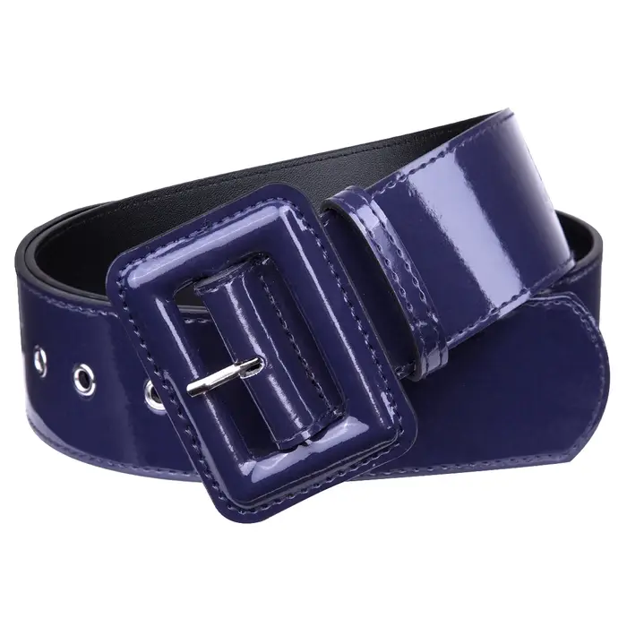Ceinture large en cuir verni environnemental pour hommes et femmes