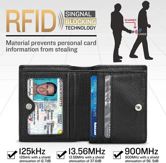 Portefeuille décontracté en cuir véritable souple pour hommes, porte-monnaie noir RFID, porte-cartes