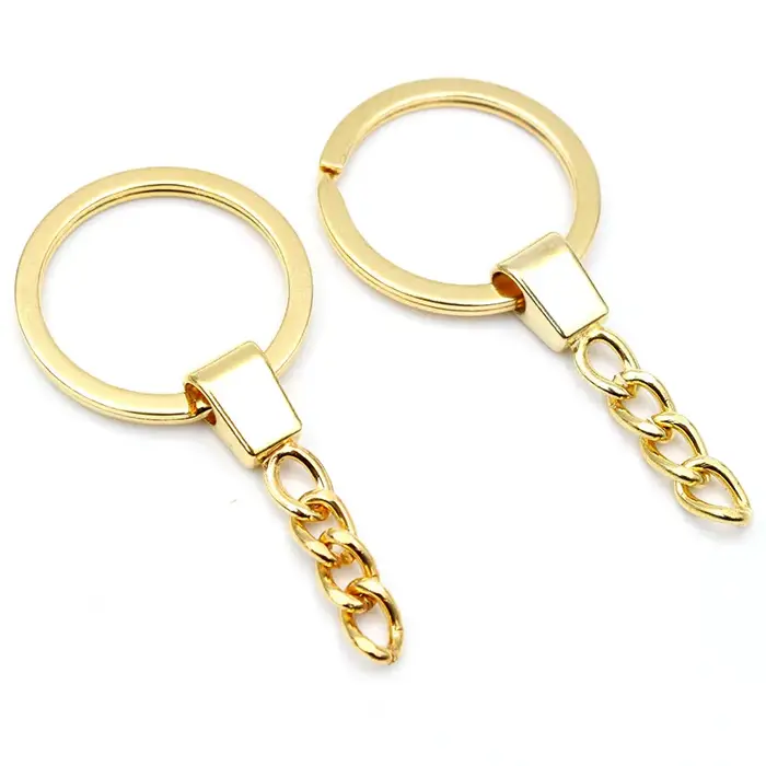 10pcs trousseau accessoires 30mm anneau avec 50mm longue chaîne porte-clés