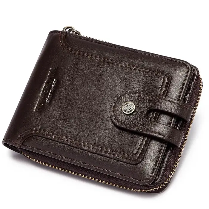 HUMERPAUL-Portefeuille en cuir véritable pour homme, sac à main avec blocage Rfid, pochette avec por