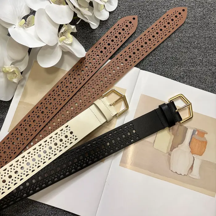 Ceinture en cuir de vachette ajourée style bohème
