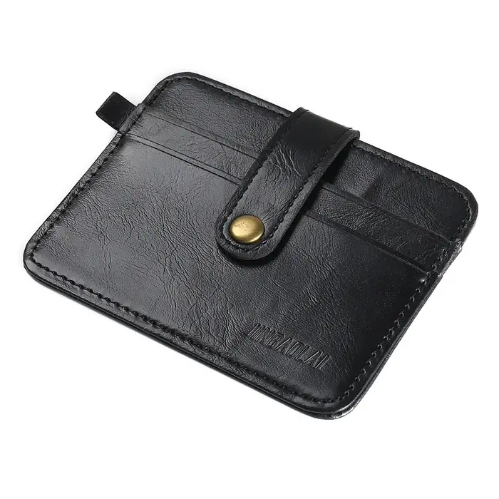 Portefeuille mince en cuir PU vintage pour hommes, petit sac d'argent, porte-cartes de crédit fin, m