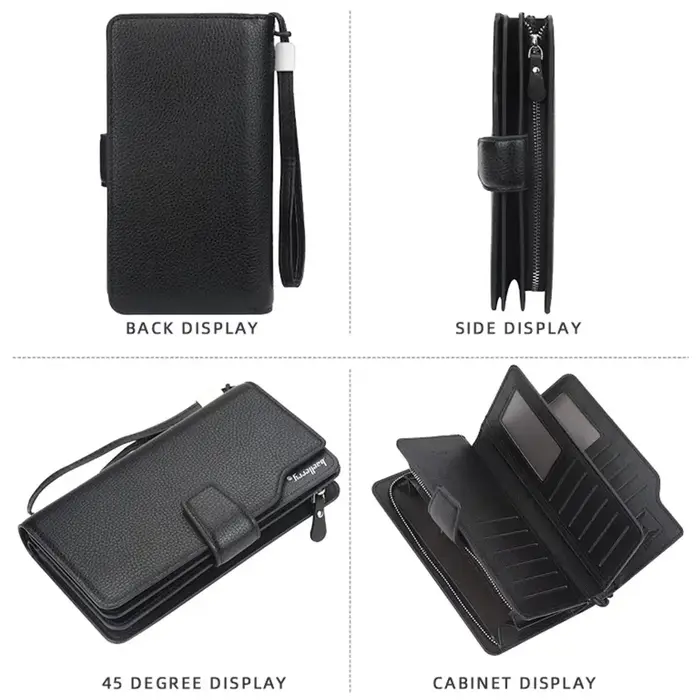 Nouveaux portefeuilles pour hommes de grande capacité nom personnalisé sculpture Clips de carte fermeture éclair mâle