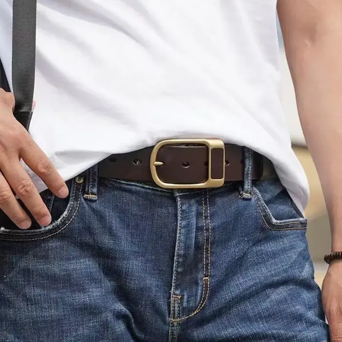 Ceinture à boucle polyvalente et tendance pour hommes, style cowboy, ceinture à boucle à ardillon, ceinture rétro pour jeans, ceinture décontractée pour affaires