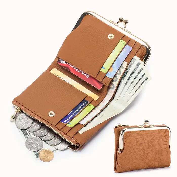 Portefeuille en cuir véritable Kd'appareils Lock pour femme