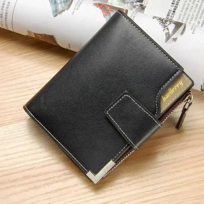 Portefeuille de marque en cuir pour hommes, pochette pour pièces de monnaie, portefeuille à fermetur