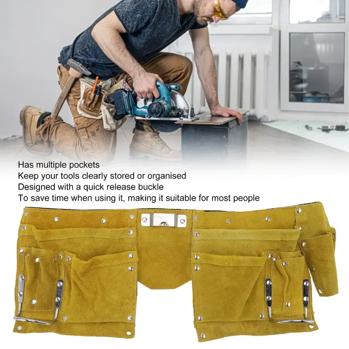 Ceinture à outils en cuir avec boucle à dégagement rapide