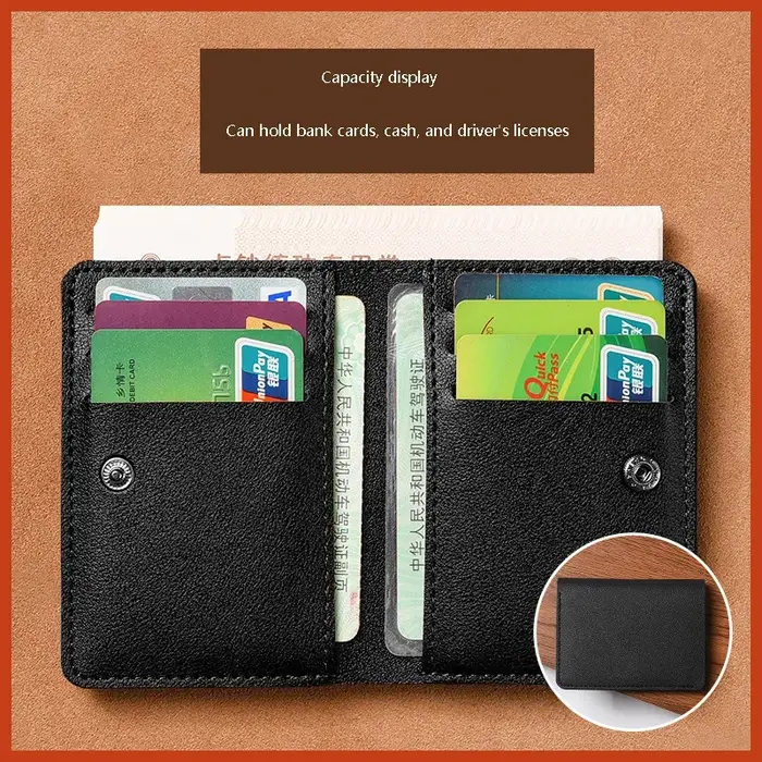 Petit portefeuille en cuir PU pour hommes et femmes, sac à main court et simple, sac à cartes de crédit ultra fin, porte-monnaie, créateur classique, mode