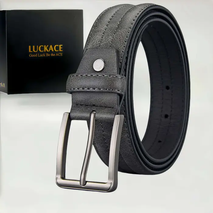 Ceinture à boucle en alliage de Grain de marbre pour hommes, coffret cadeau, accessoire bohème pour