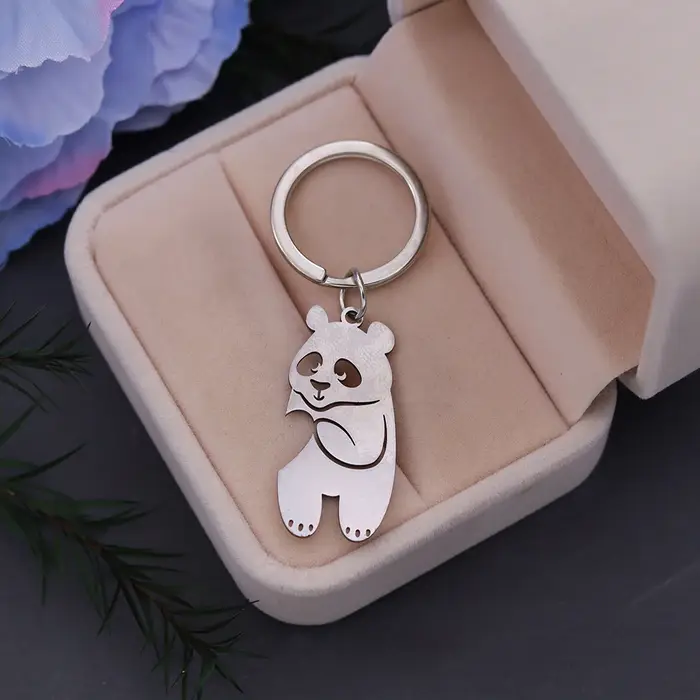 Porte-clés romantique en forme de cœur et de Panda