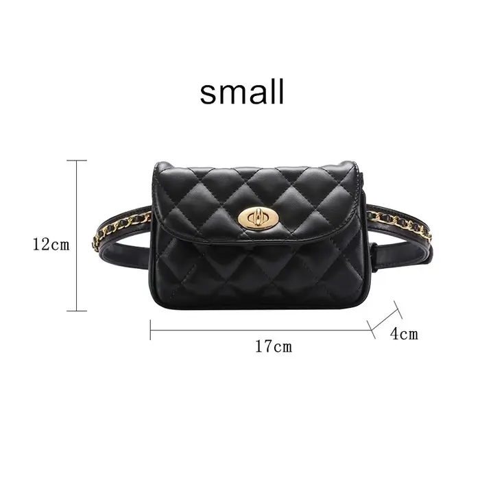 Mode femme taille ceinture sac en cuir PU chaîne en métal ceinture téléphone pochette Punk ceintures