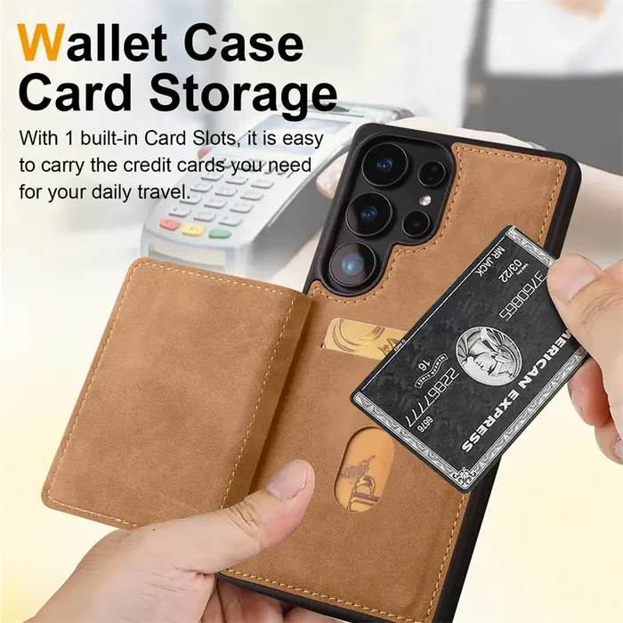 Coque de téléphone portefeuille en cuir antichoc de luxe, étui pour Samsung Galaxy S25 edge S25 S24 S23 S22 S21 Ultra Plus avec support de fente pour carte