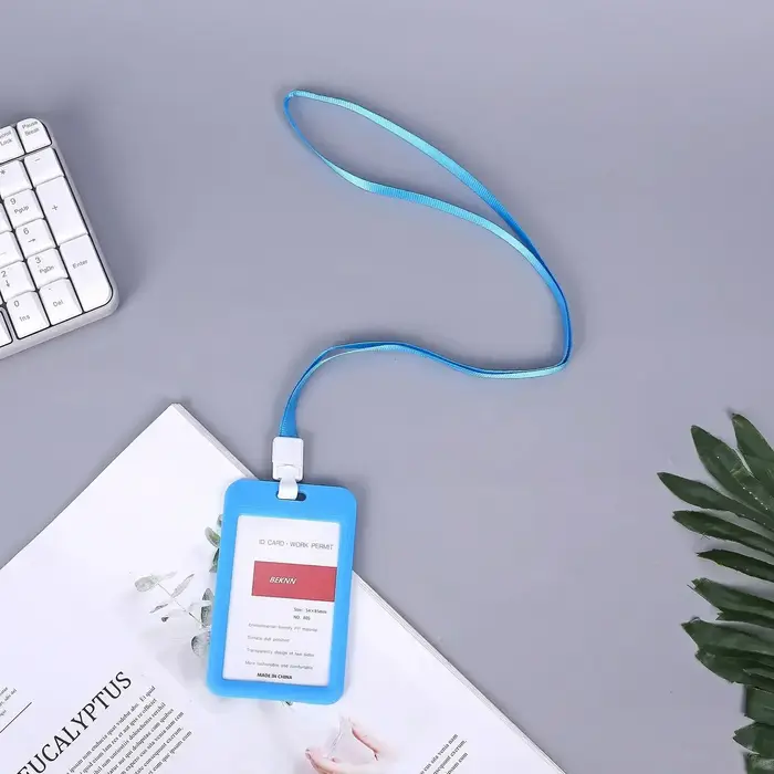 Porte-cartes de permis de travail avec lanière pour hommes et femmes