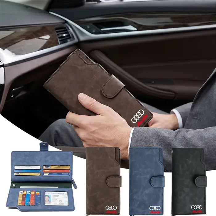 Portefeuille de rangement pour permis de conduire et cartes de crédit avec logo Audi Sline TT RS S Quattro A3 A4 A5 A6 A7 S3 S4 S5 S6 S7 Q3 Q4