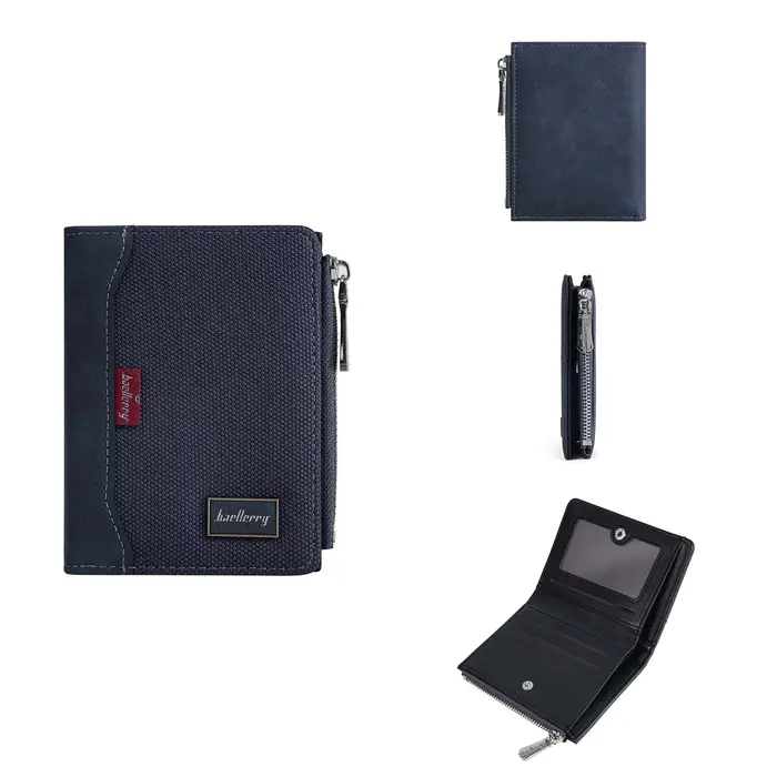 Portefeuille homme Baellerry avec blocage RFID, fermeture éclair, porte-cartes, poche pour photo d'i