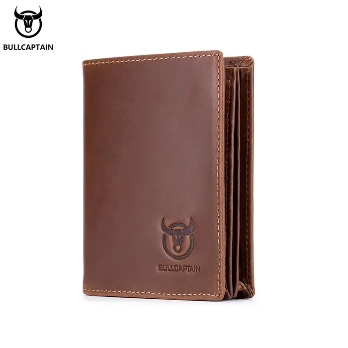Bullcaptain-Portefeuille en cuir de grande capacité pour homme, mini porte-cartes de crédit compact, portefeuille cadeau pour homme, portefeuille RFID