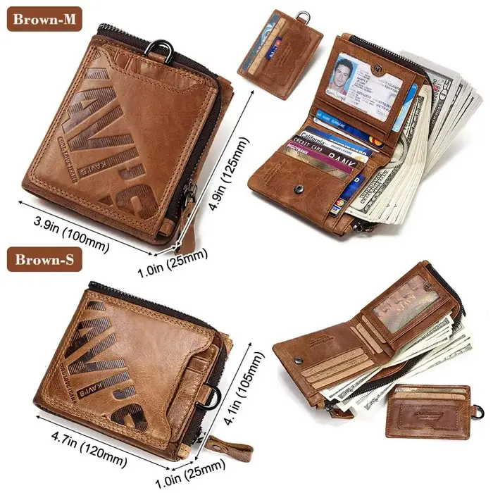 KAVIS Crazy Horse cuir hommes portefeuilles Vintage Cowboy voyage portefeuille porte-carte mode porte-monnaie pour femmes avec sac à cartes extensible
